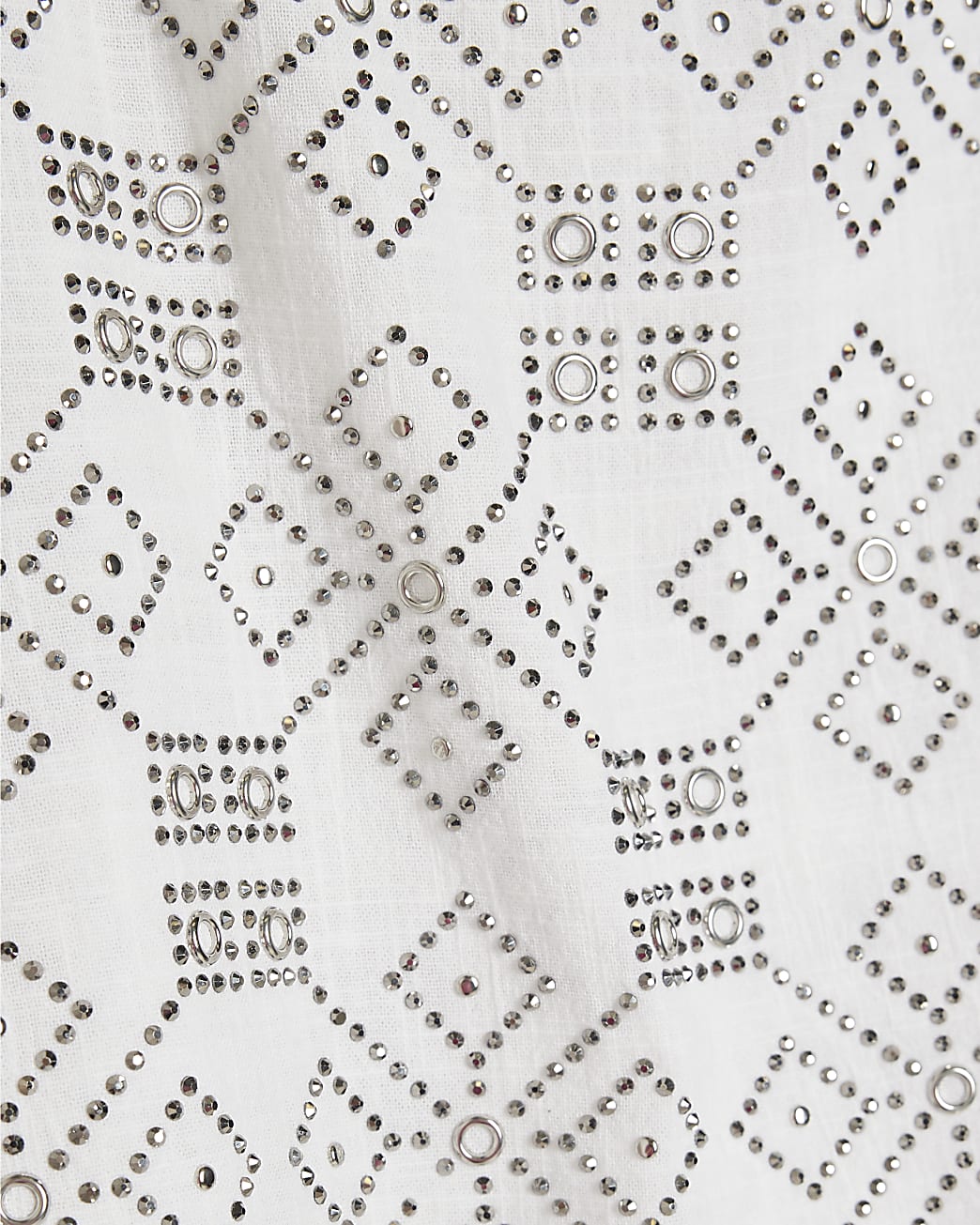 White Cotton Embellished Shorts