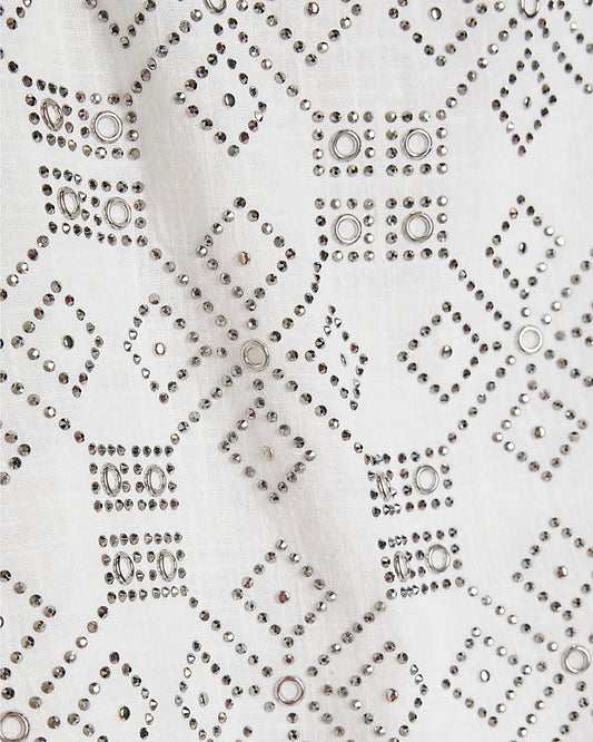 White Cotton Embellished Shorts