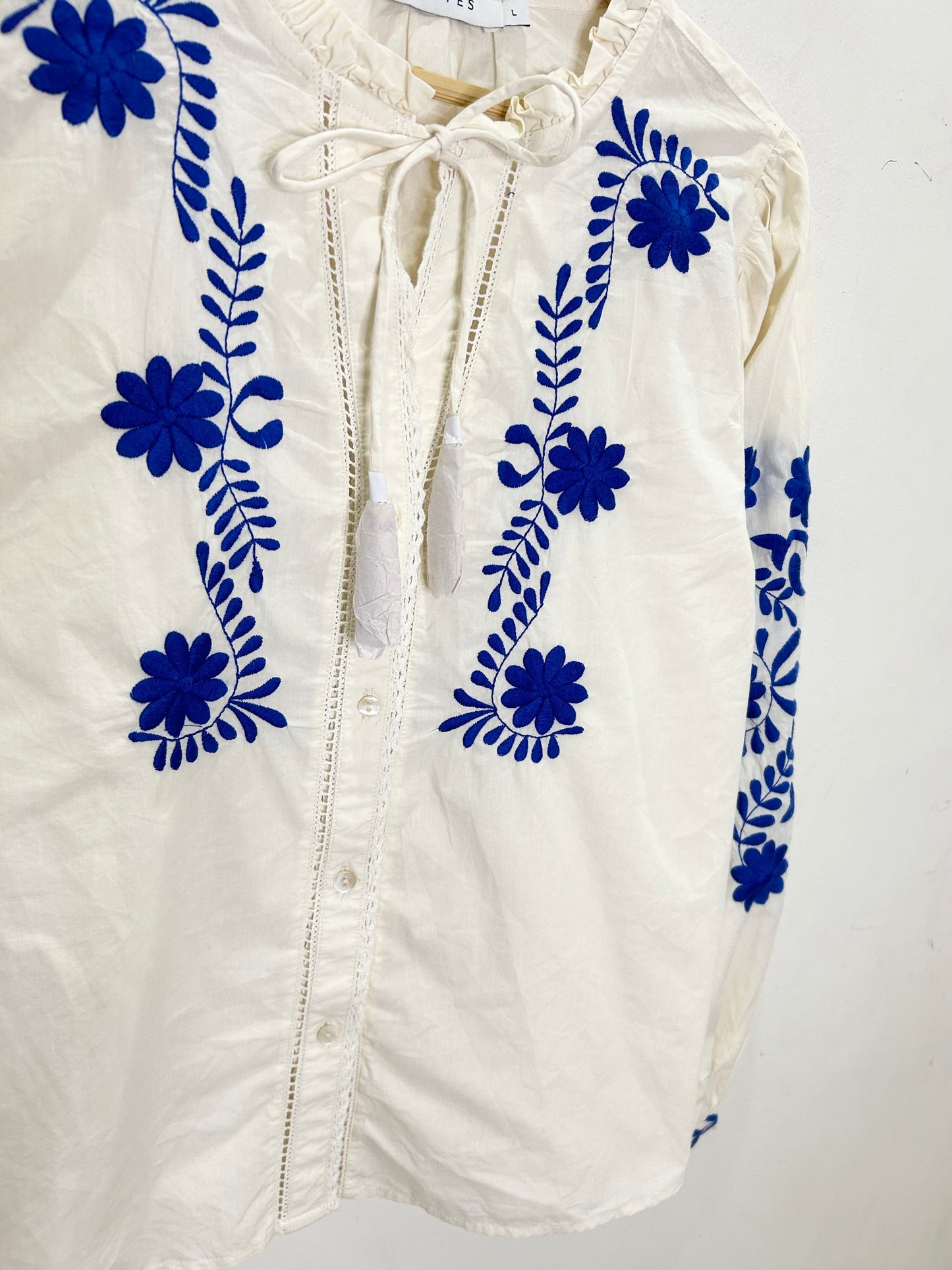 White Cotton Embroidered Blouse