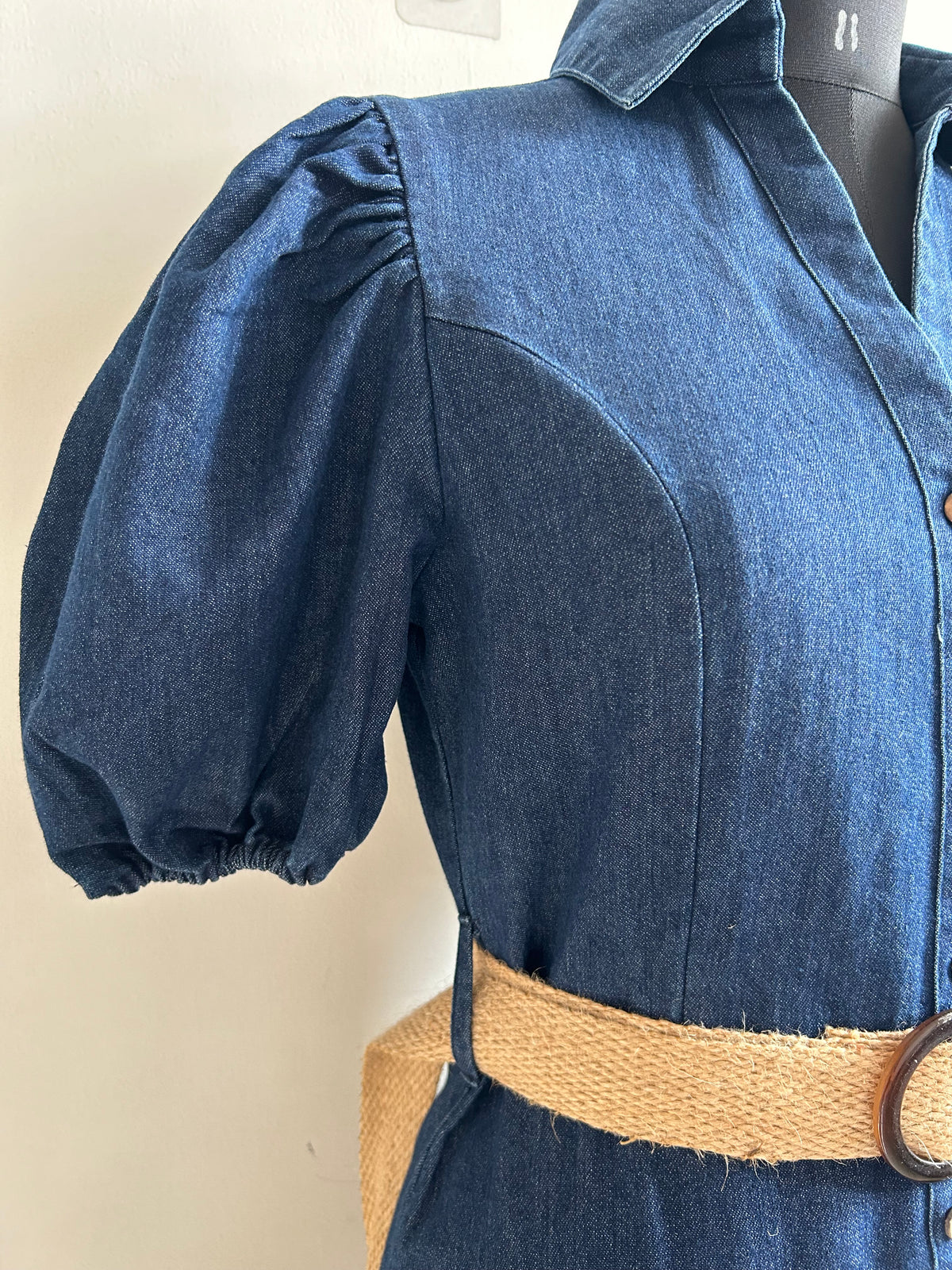 Denim Dress with Belt