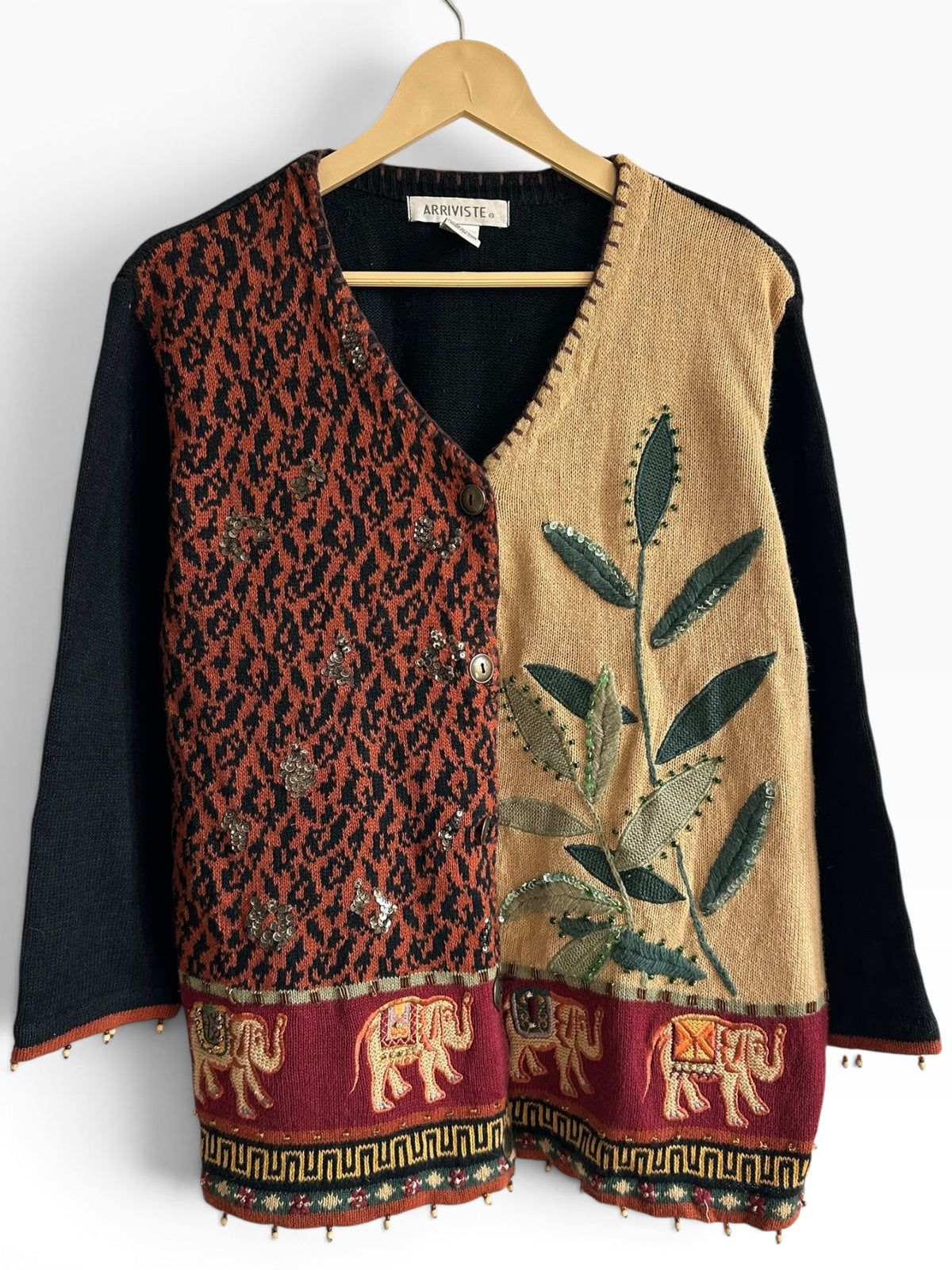 Leopard Print & Elephant Border Cardigan