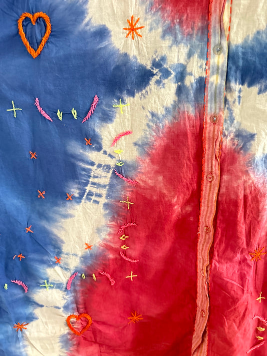 Cotton Tie & Dye Embroidered Dress
