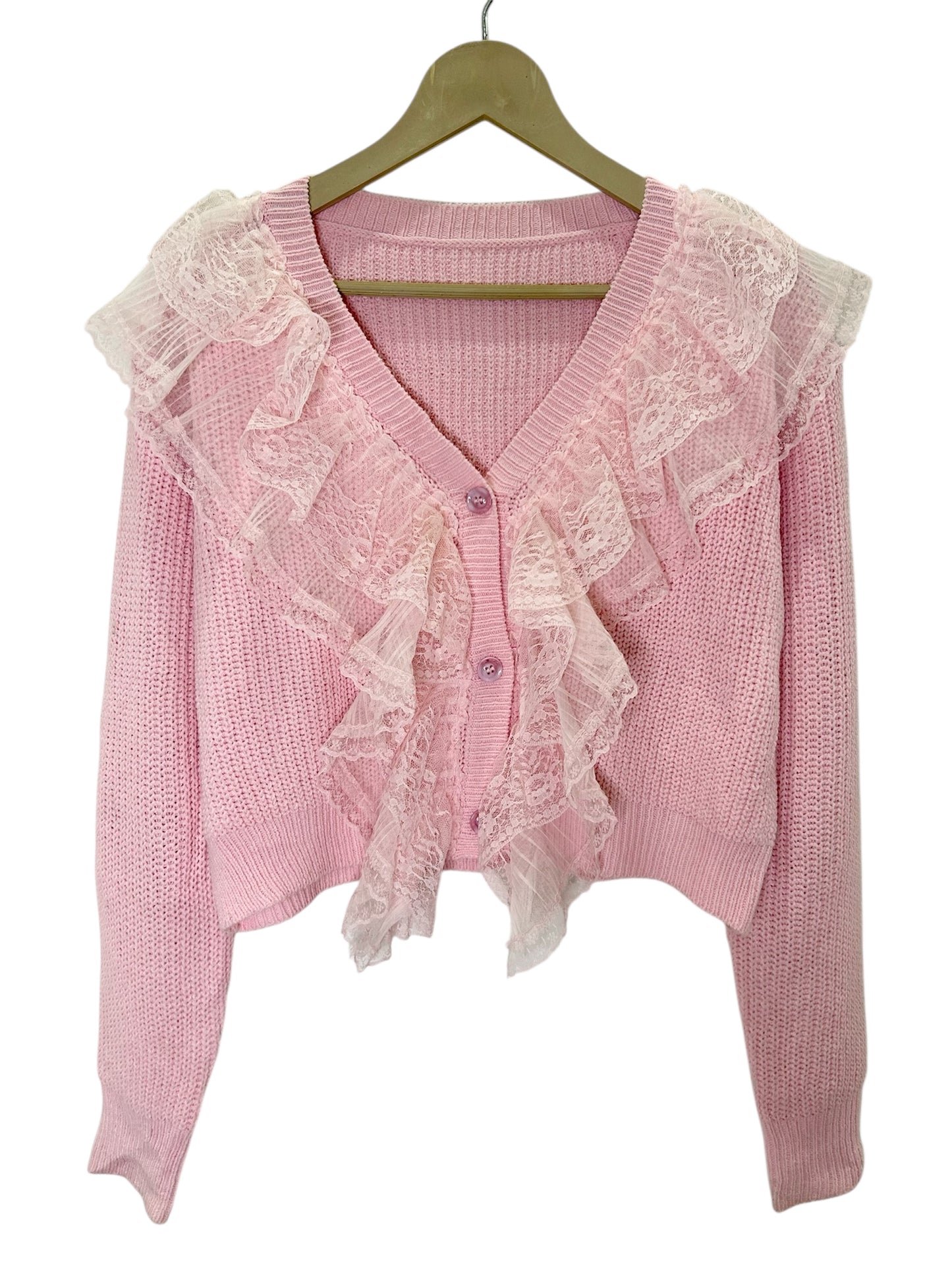 Pink Ruffle Cardigan