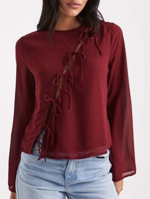 Burgundy Knot Top