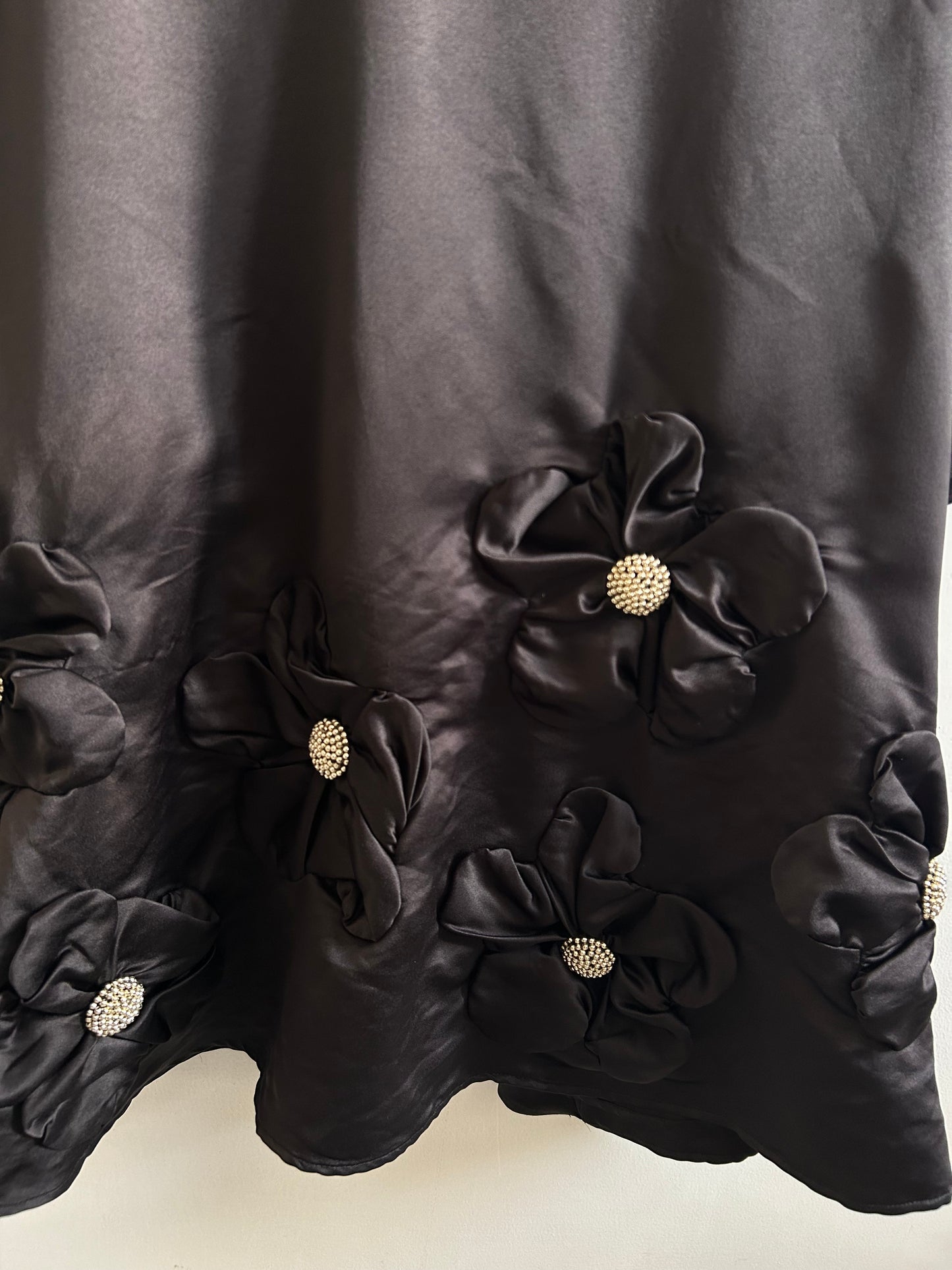 Black Beaded Floral Applique Dress