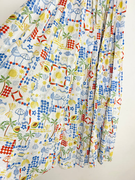 Cotton Beach Print Skirt