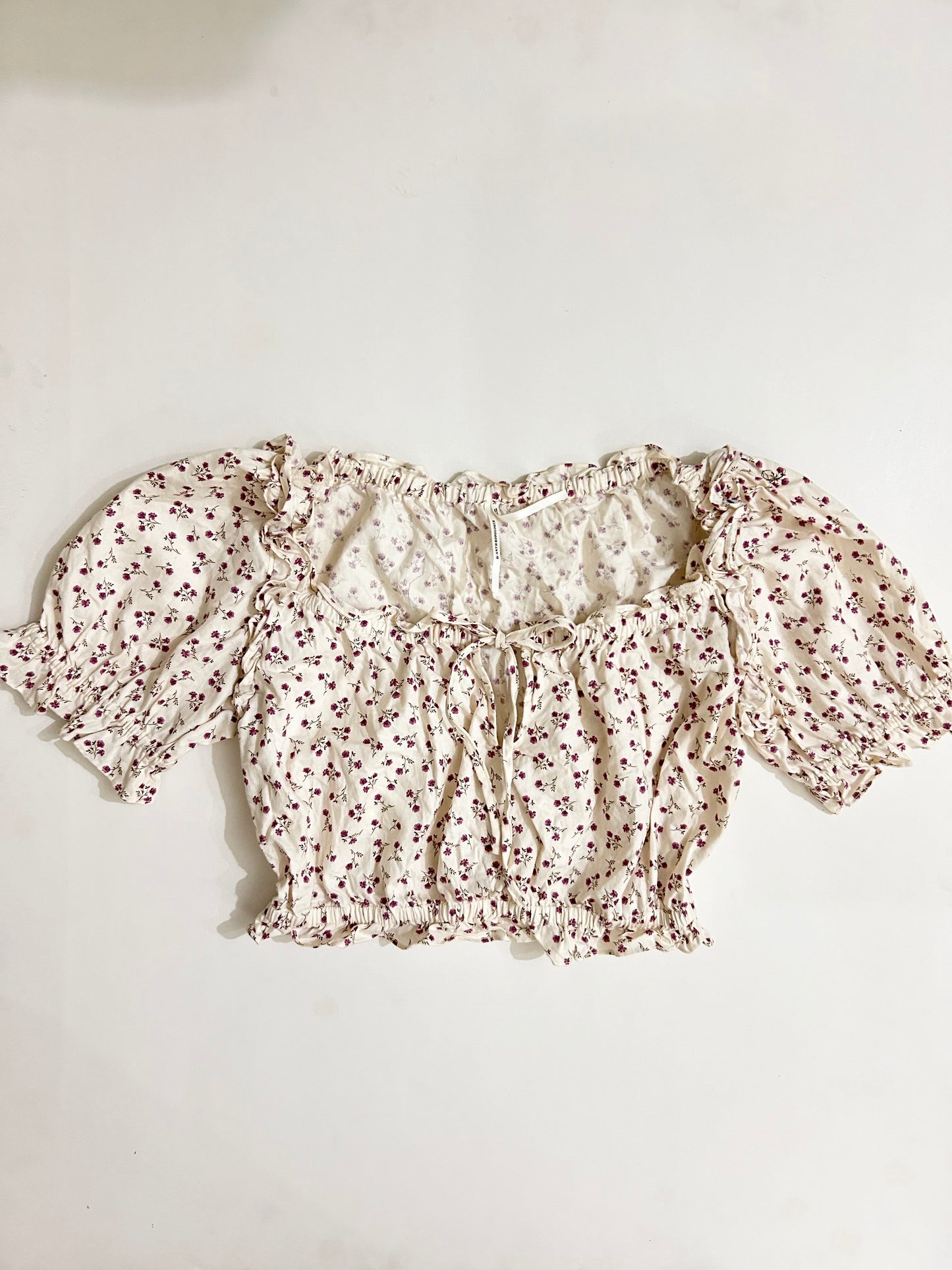 Mini floral puff sleeves top