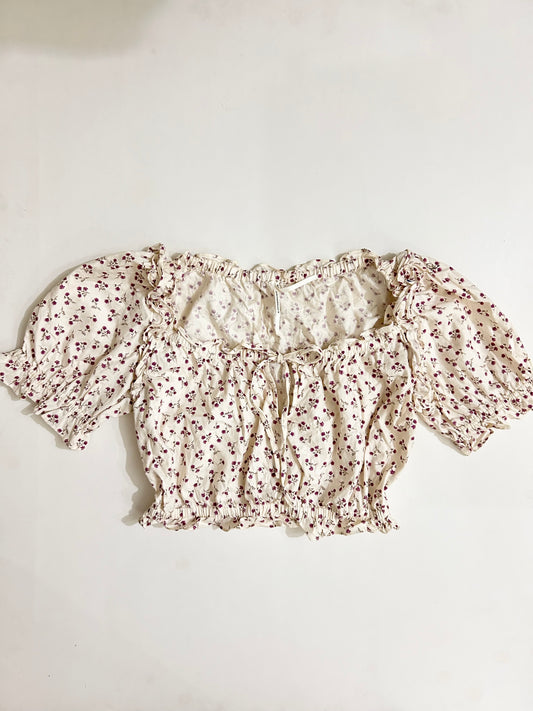 Mini floral puff sleeves top