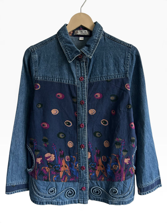 Floral Denim Shirt: 38”
