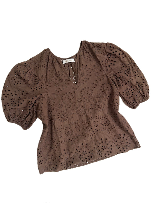 Schiffli Brown Cotton Top