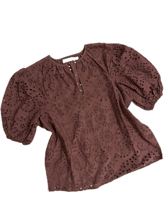 Schiffli Brown Cotton Top