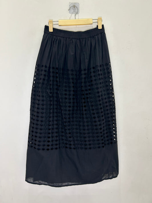 Cotton Black Cut Out Skirt with Lining
