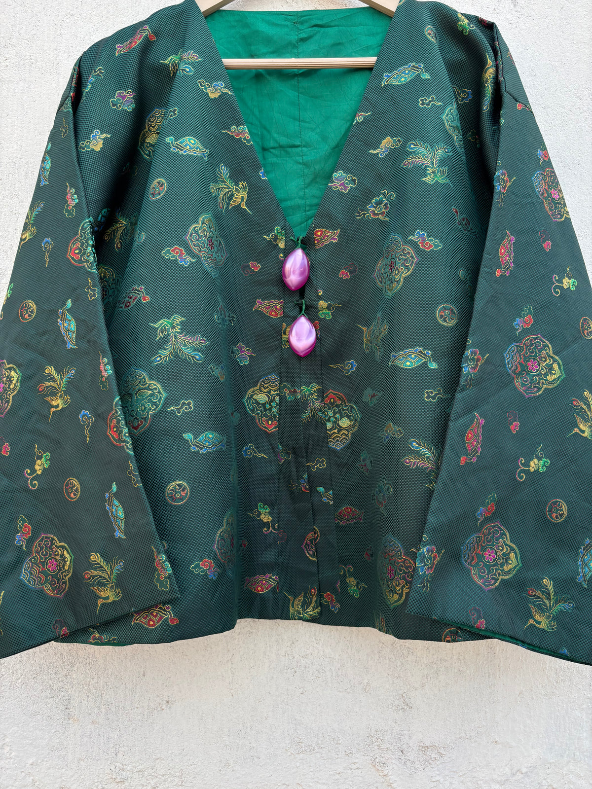 Green Vintage Floral Jacket: 46”