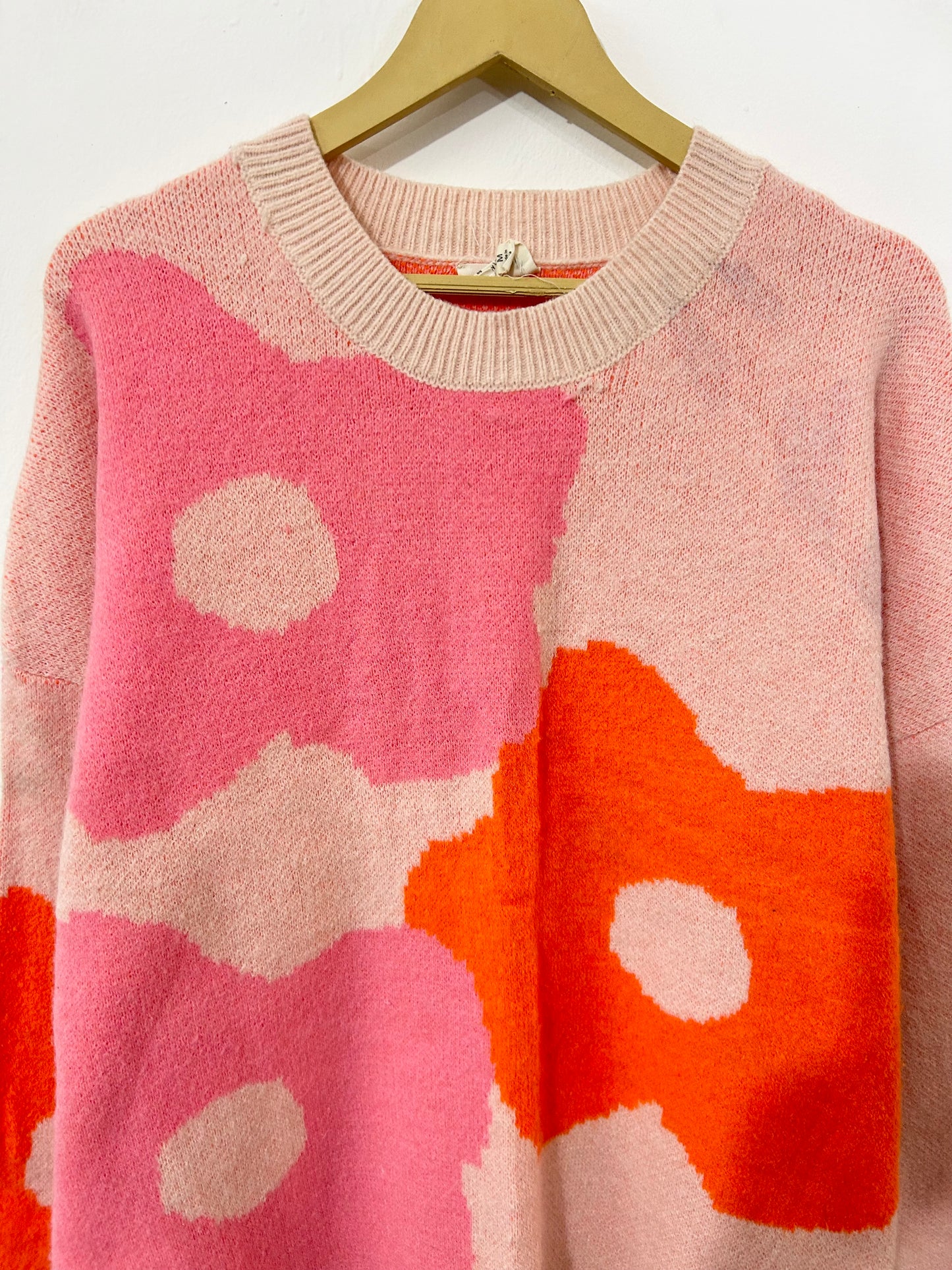 Orange Pink Floral Sweater