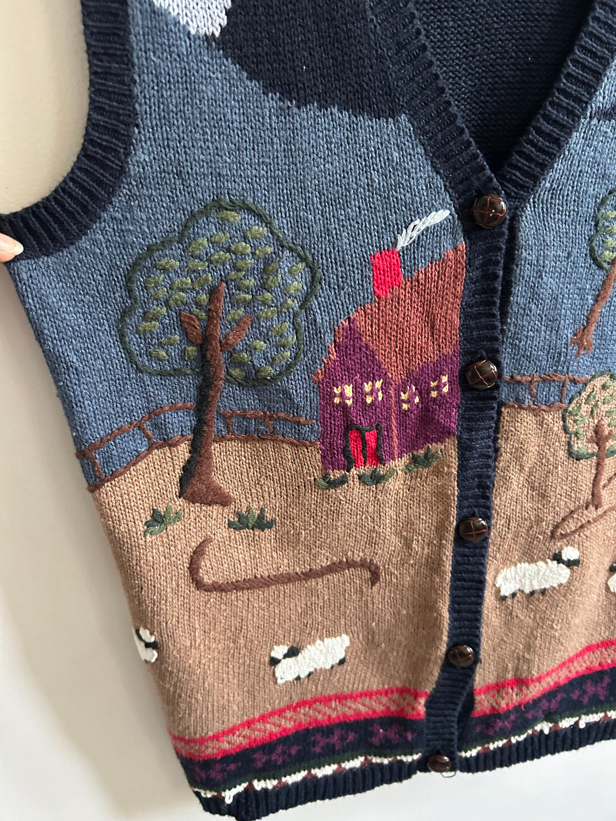 Vintage Countryside Farm Sheep Knit Vest