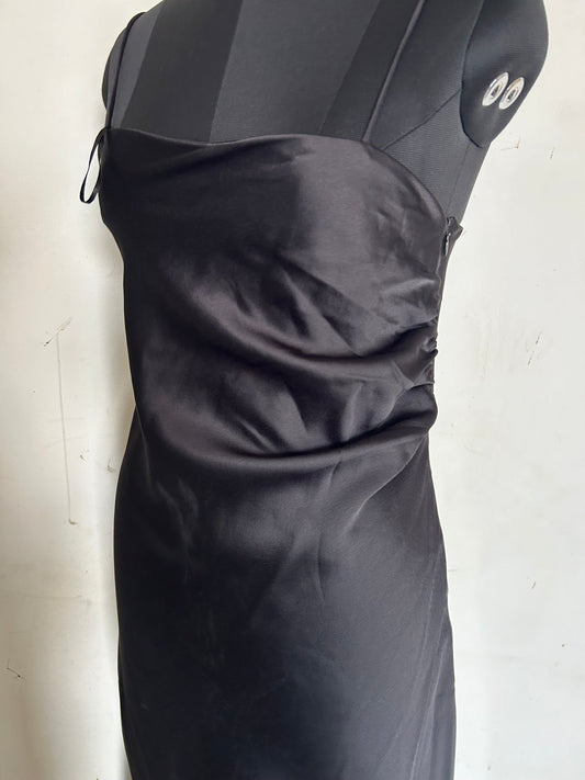 Black Solid Side Slit Dress