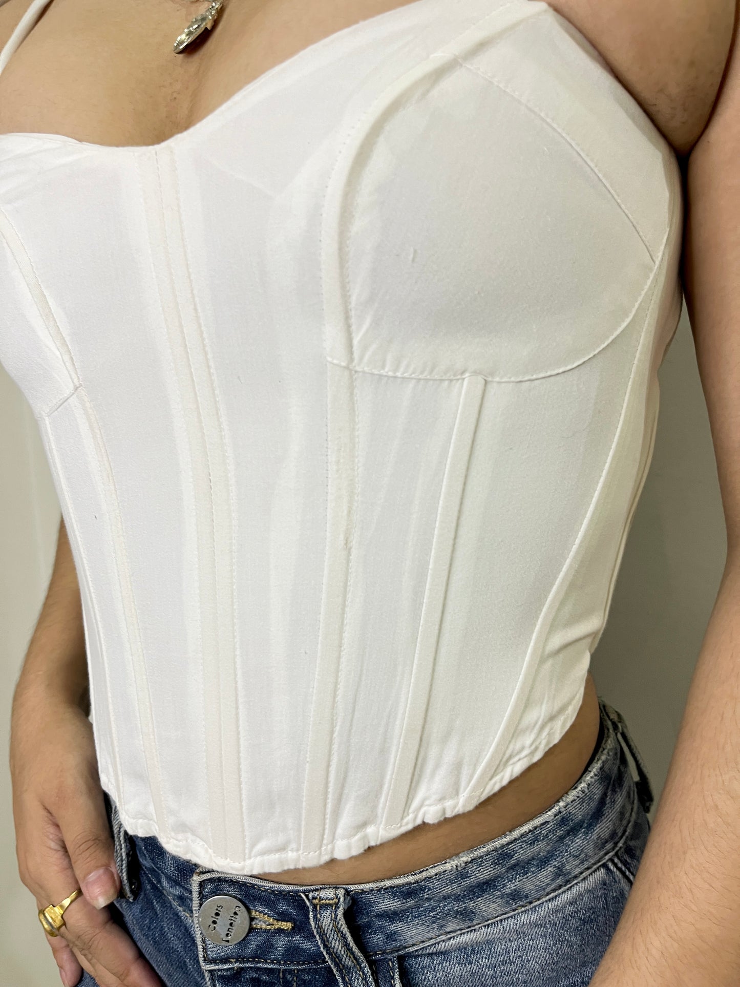 White Bustier Knot Top