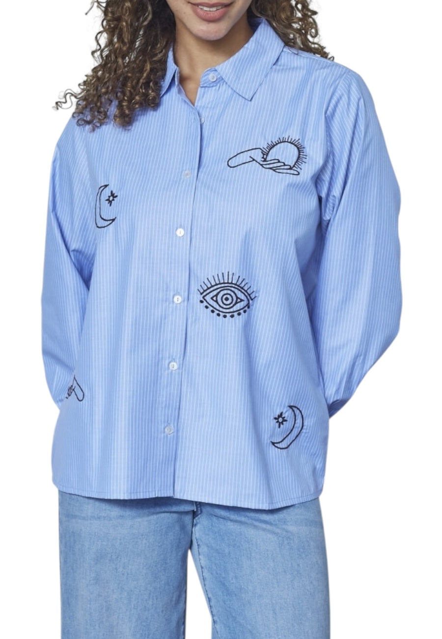 Embroidery Striped Shirt