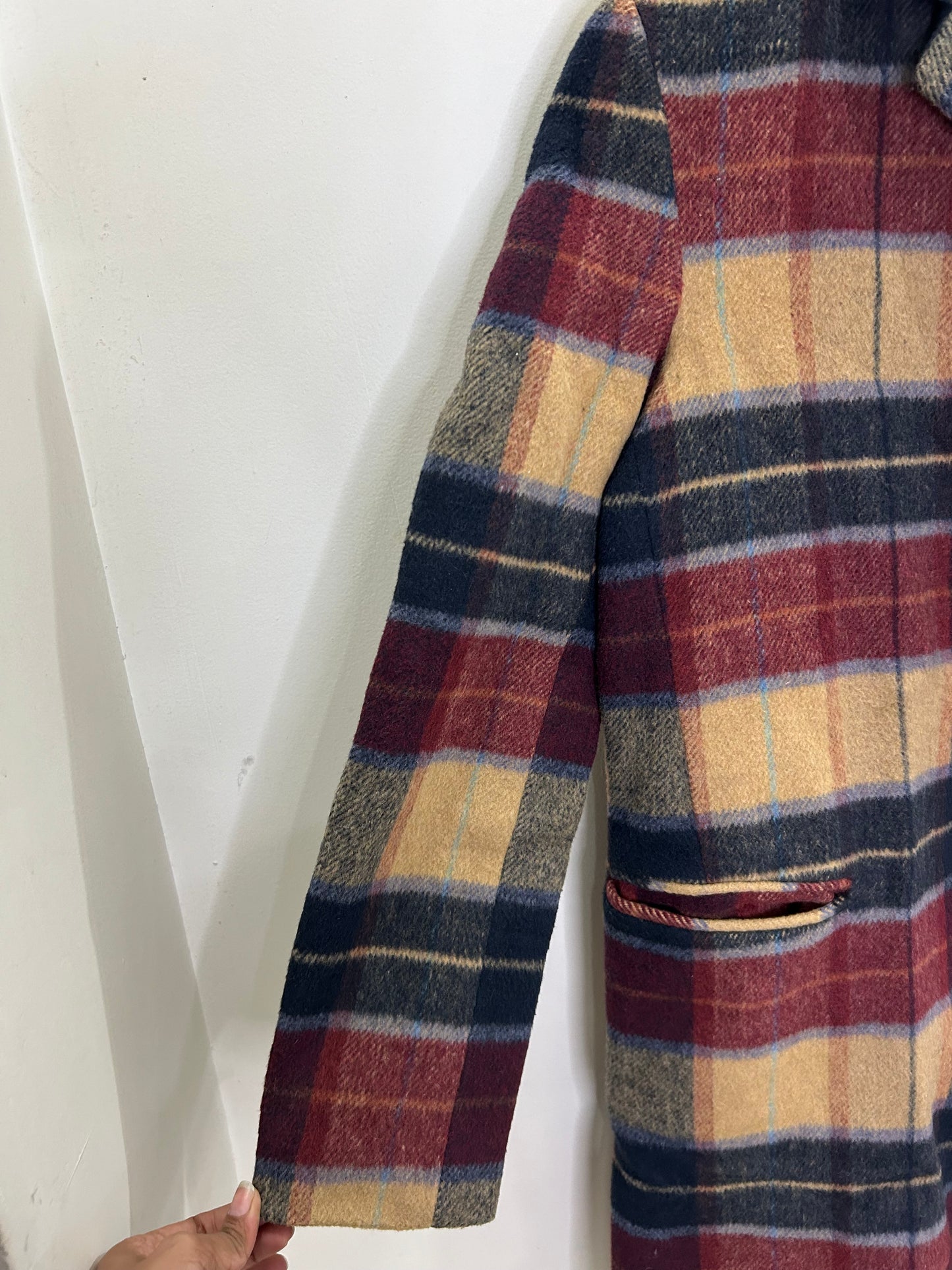 Plaid Wool Blend Coat