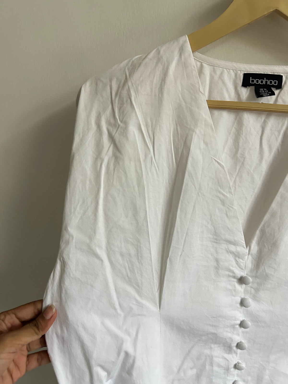 BOOHOO Cotton White Top:36”