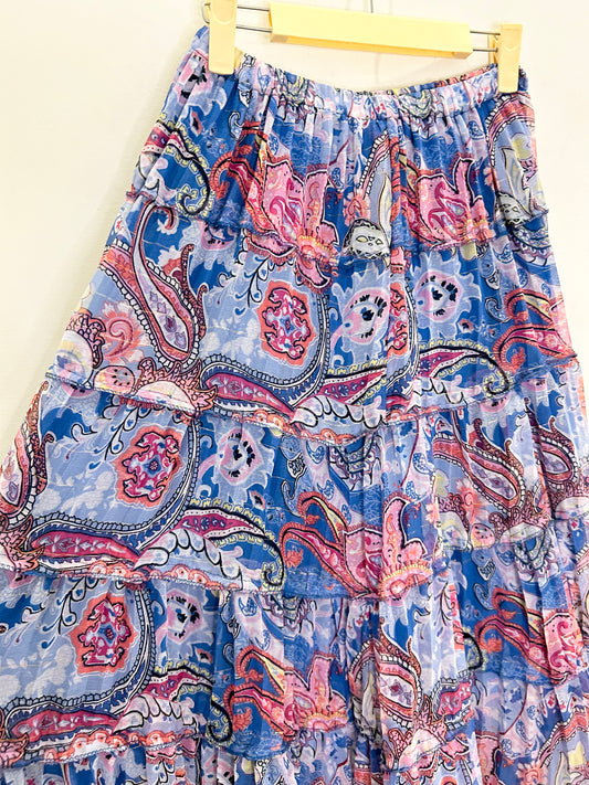 Blue Boho Patterned Skirt