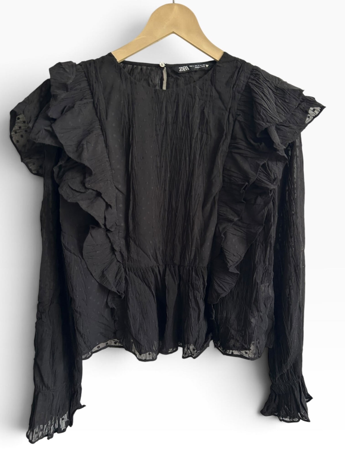 Ruffle Black Top: 36”