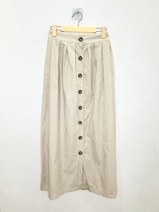 Button Down Cotton Beige Skirt