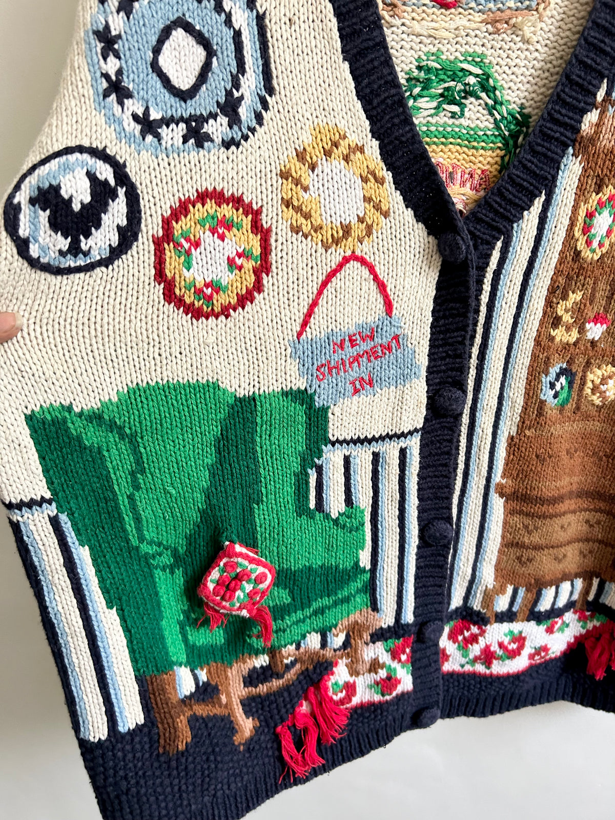 Vintage Interior Room Scene Knit Cardigan