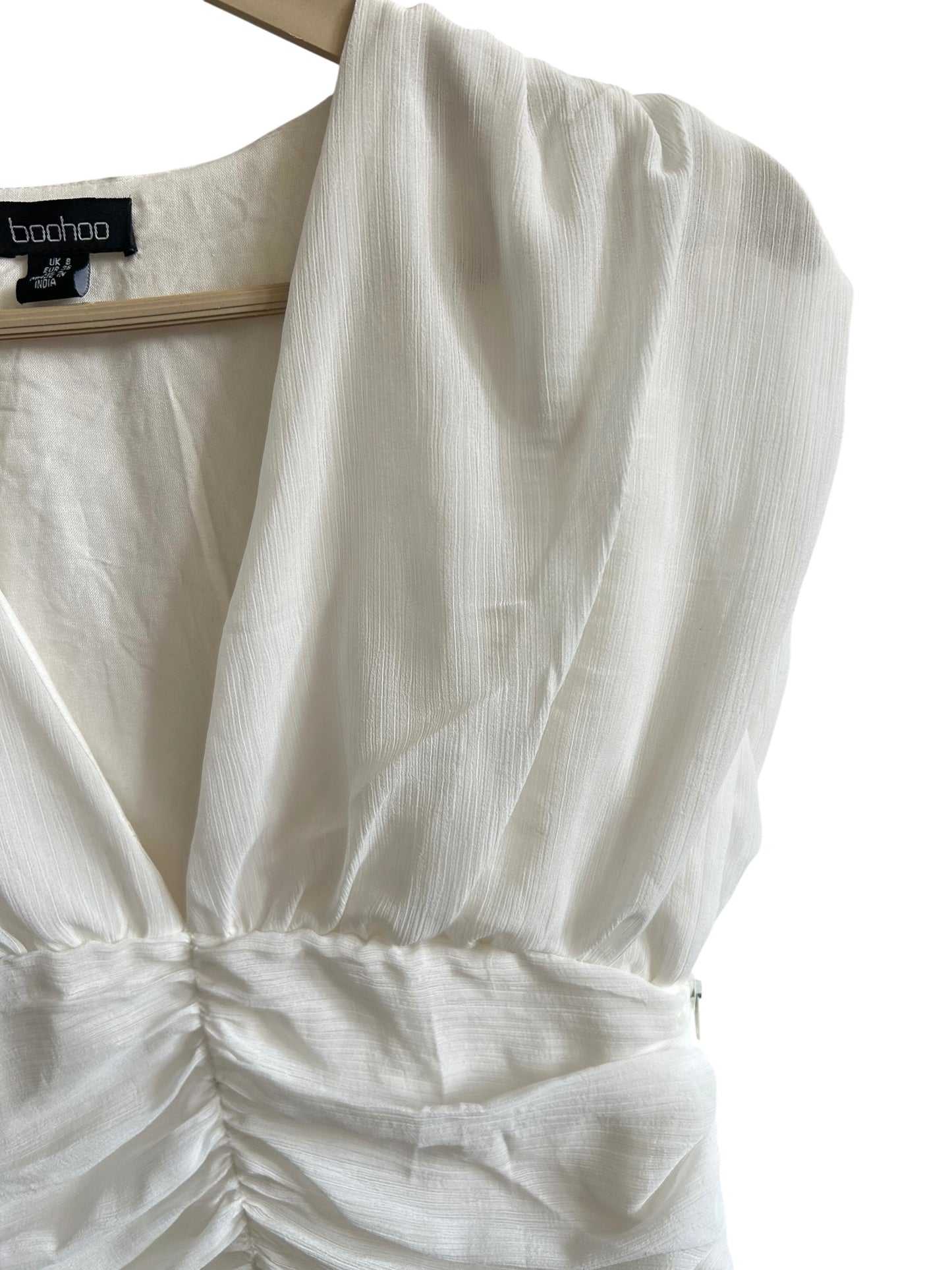 BOOHOO Pleated Chiffon Plunge Top