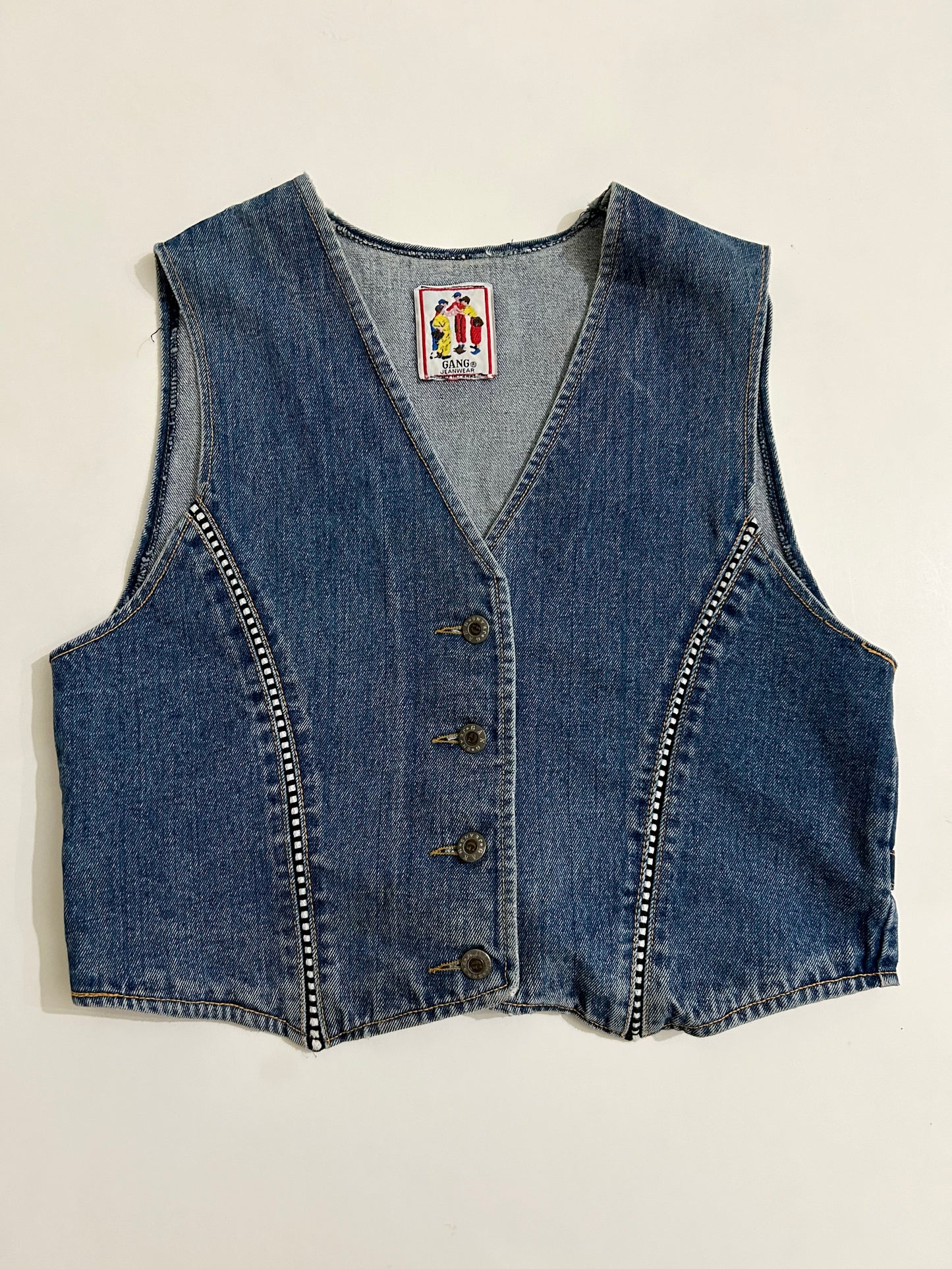Printed Denim Vest