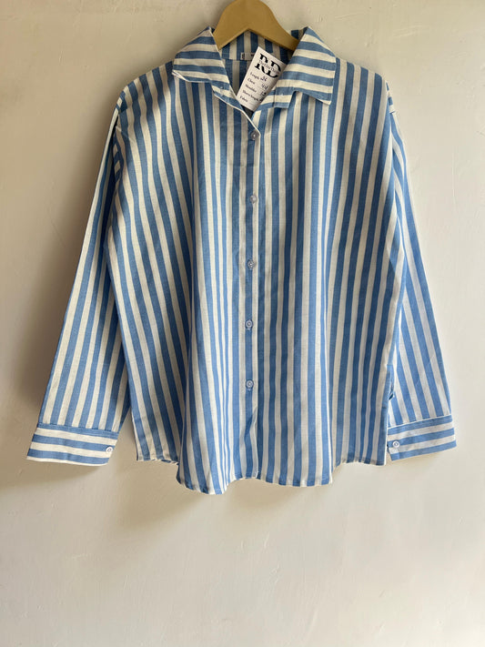 Blue Cotton Striped Shirt