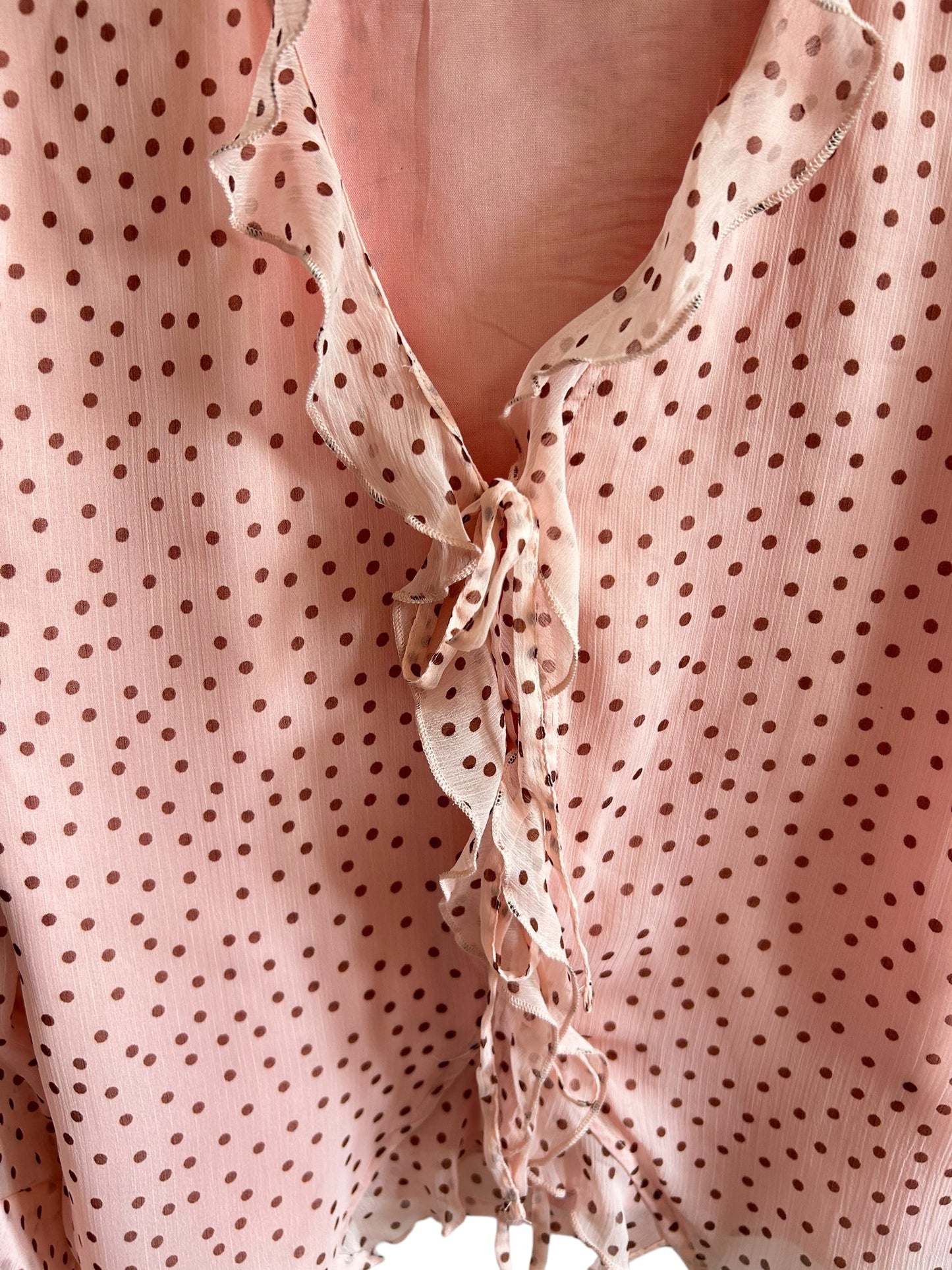 BOOHOO Polka Dot Chiffon Ruffle Top