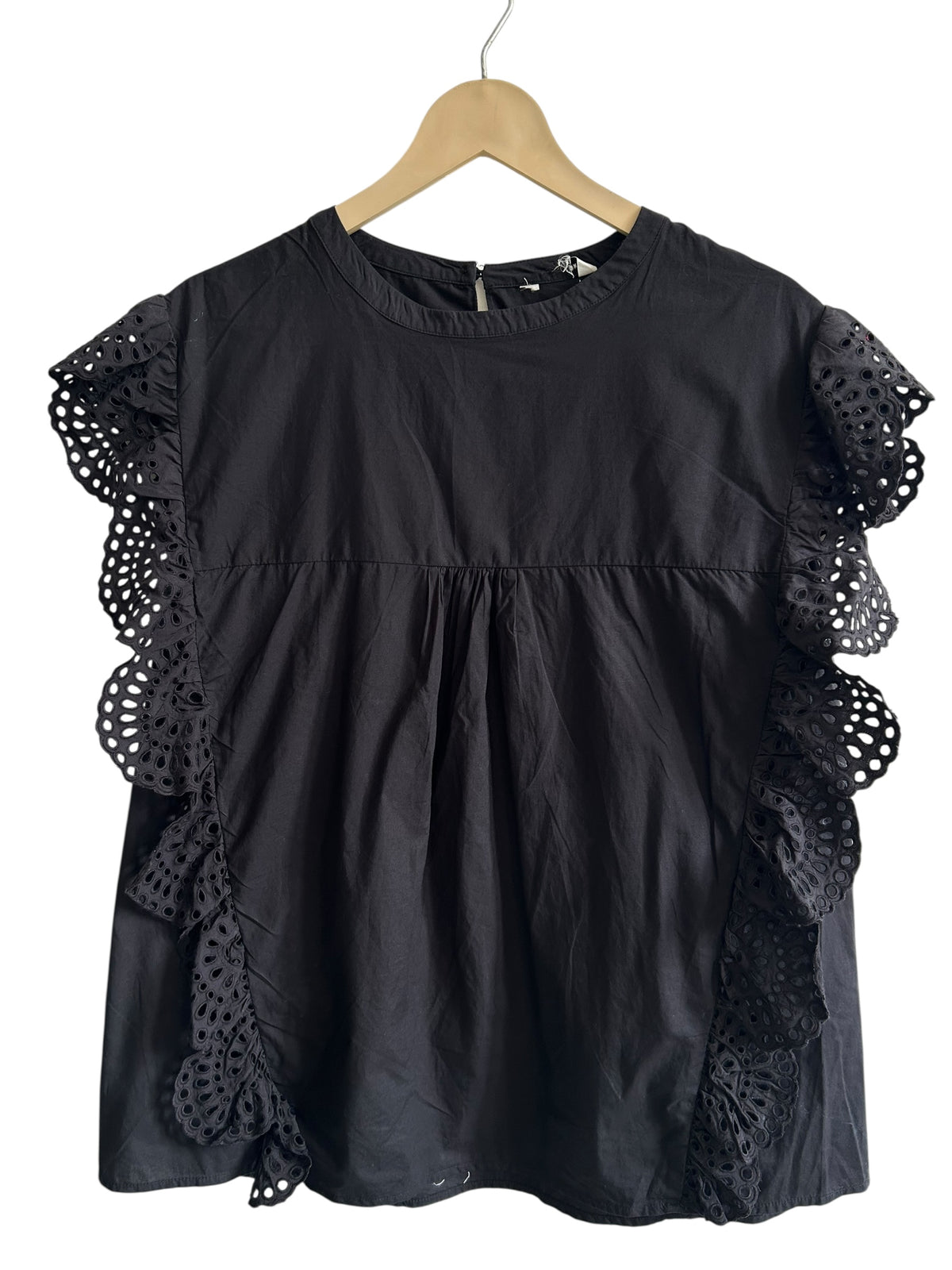Black Flutter Sleeve Top