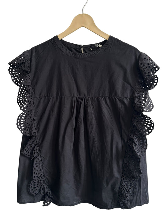 Black Flutter Sleeve Top