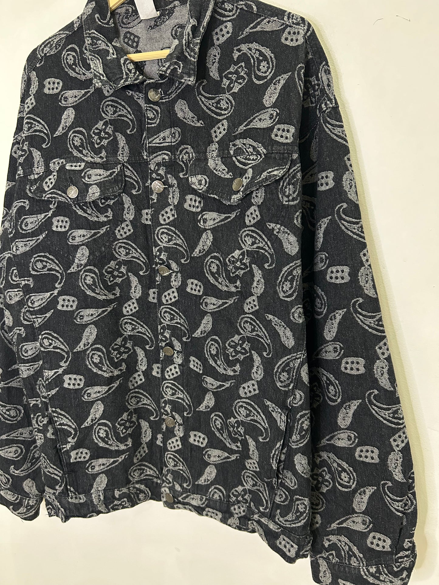 Black Textured Denim Jacket