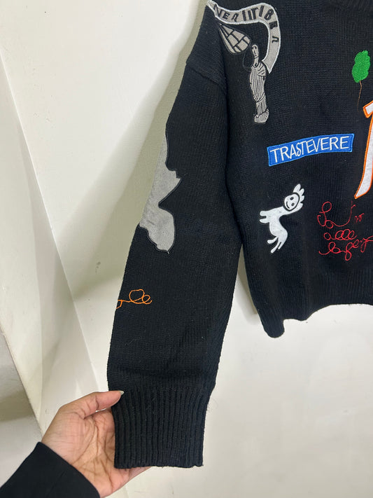 Black Patchwork Sweater