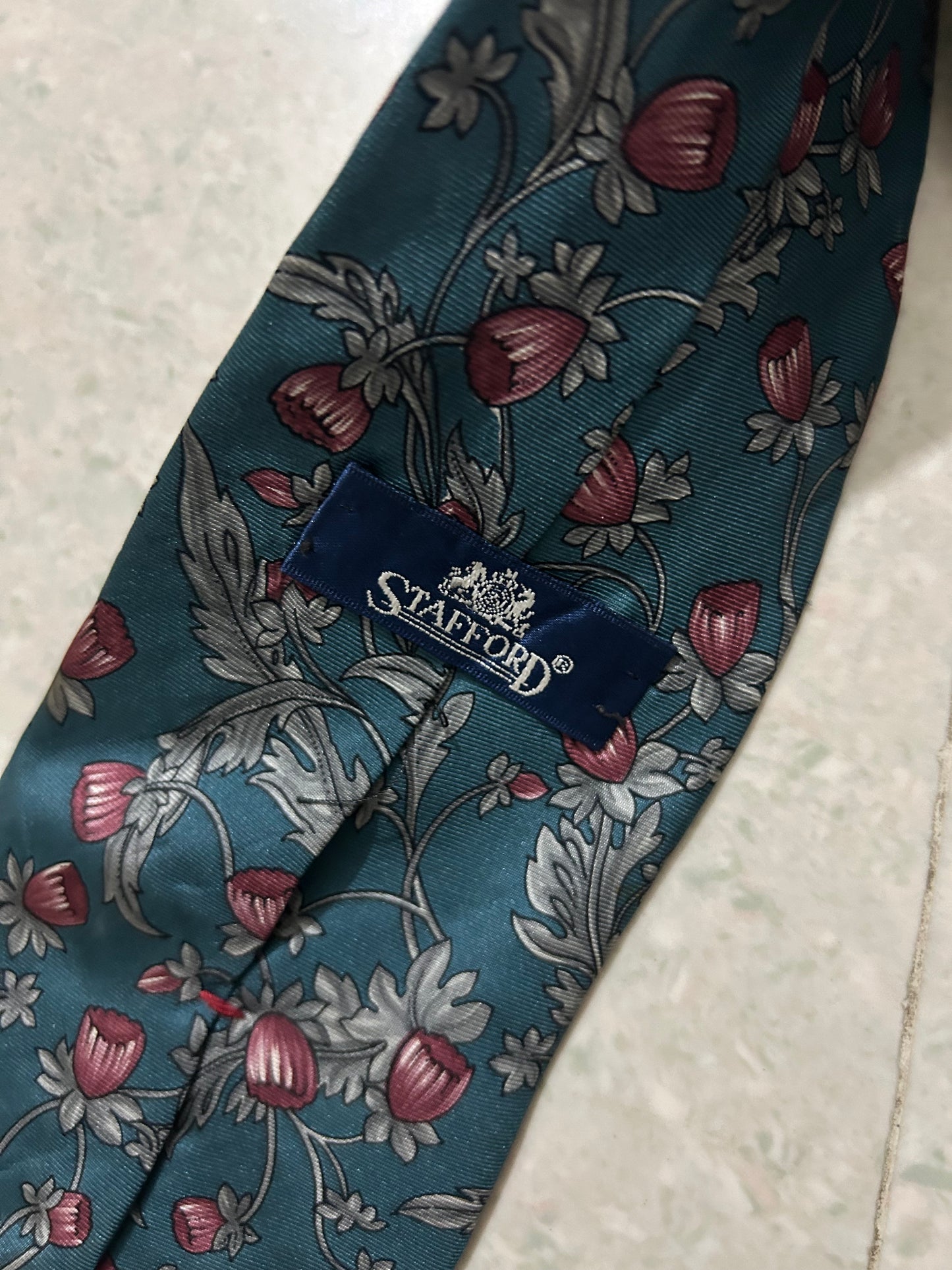Vintage Floral Teal Tie