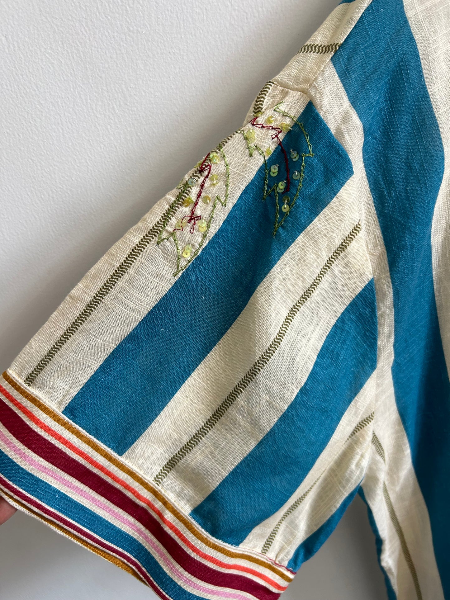 Cotton Embroidered Striped Shirt