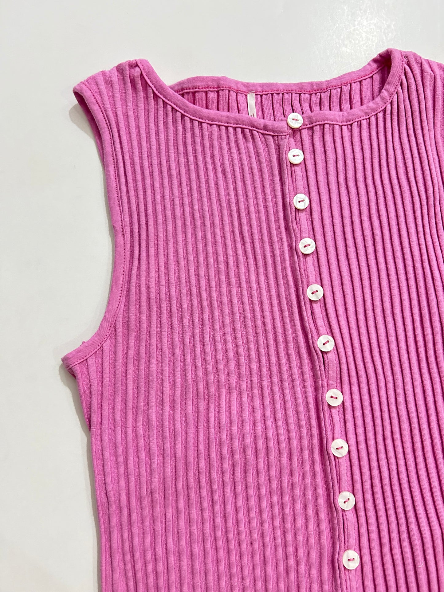 Pink Ribbed Vest Top-Bust 38 TO 40