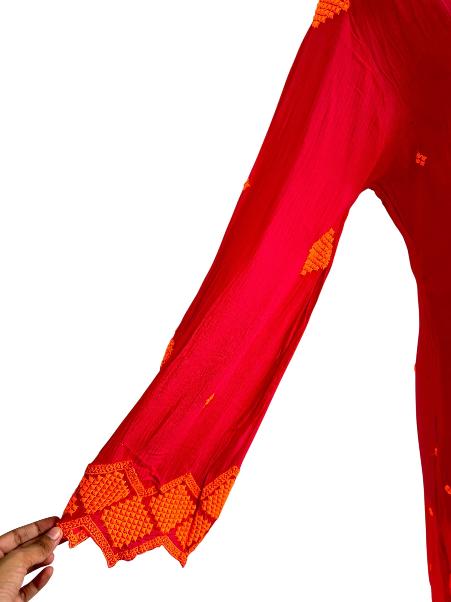 Pink Orange Embroidered Dress