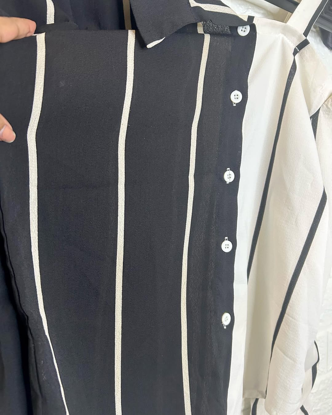 Sriped B&W One Shoulder Shirt