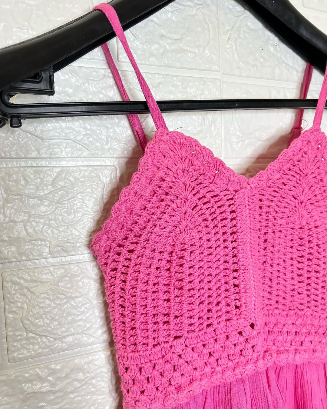 Crochet Pink Cotton Tunic Top