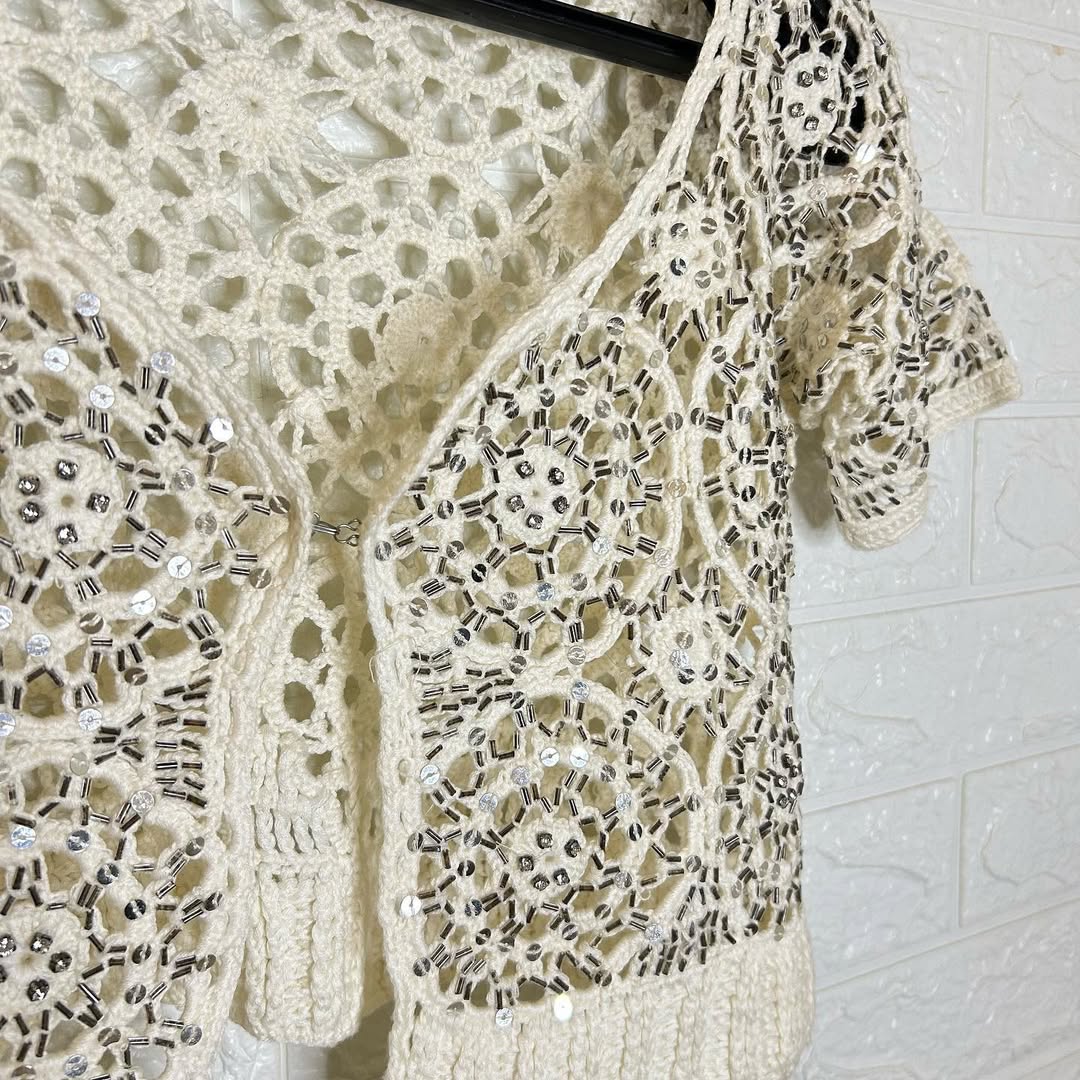 Beige Embellished Shrug