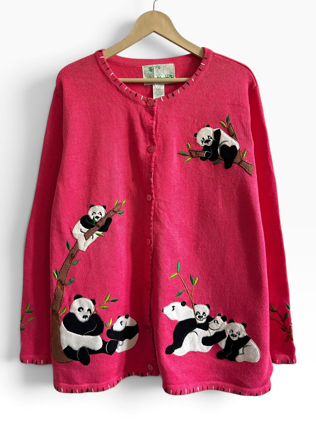 Panda Bamboo Forest Pink Cardigan