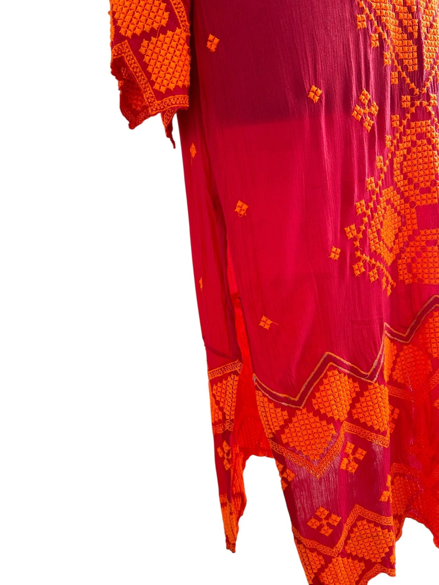 Pink Orange Embroidered Dress