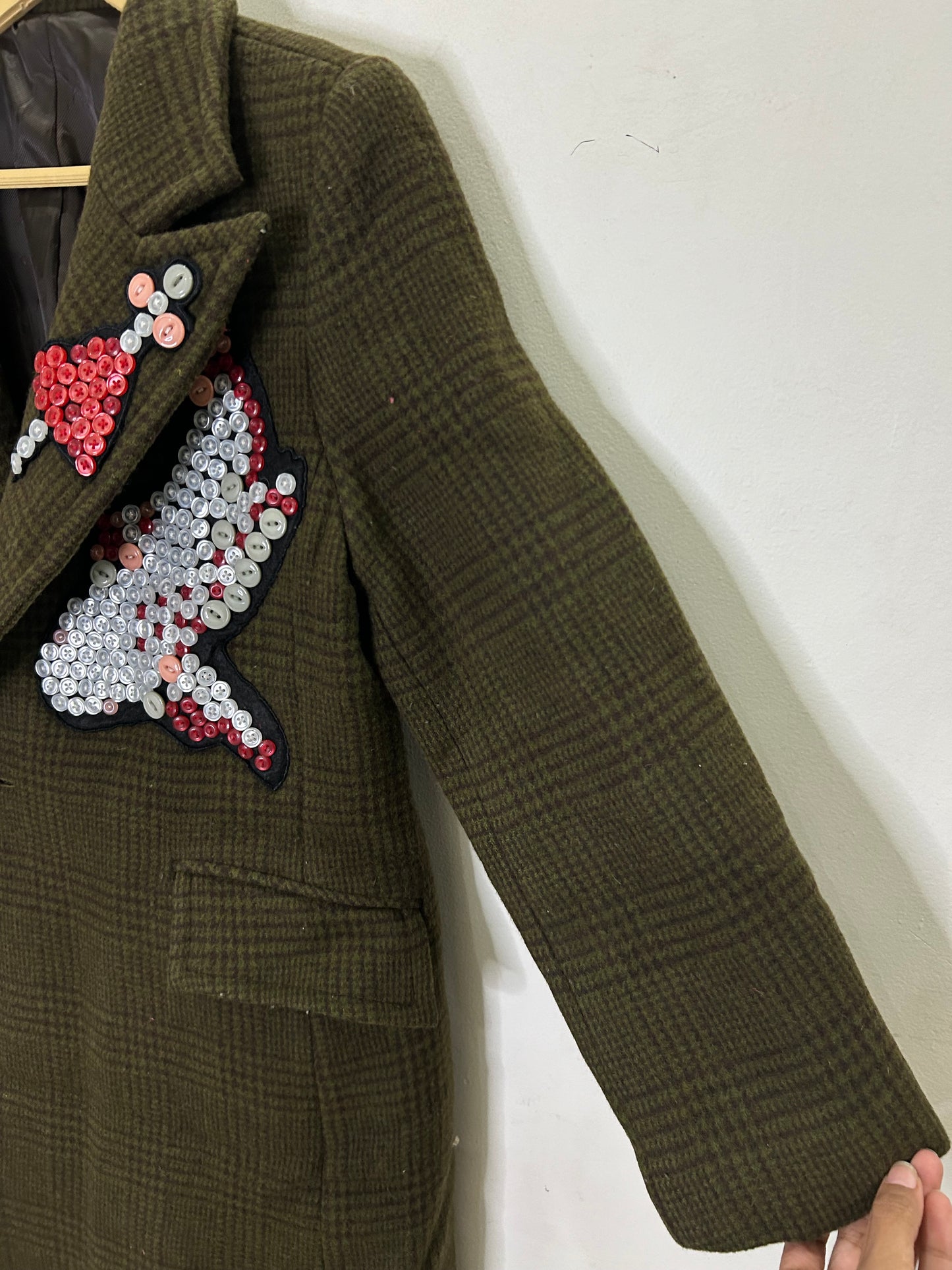 Coat with Shark Button Embellishment