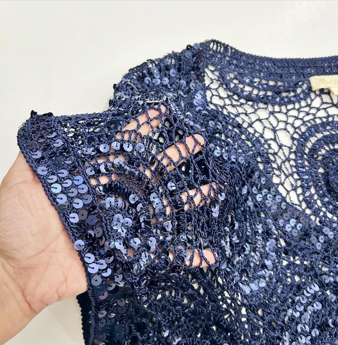 Blue Embellished Shrug