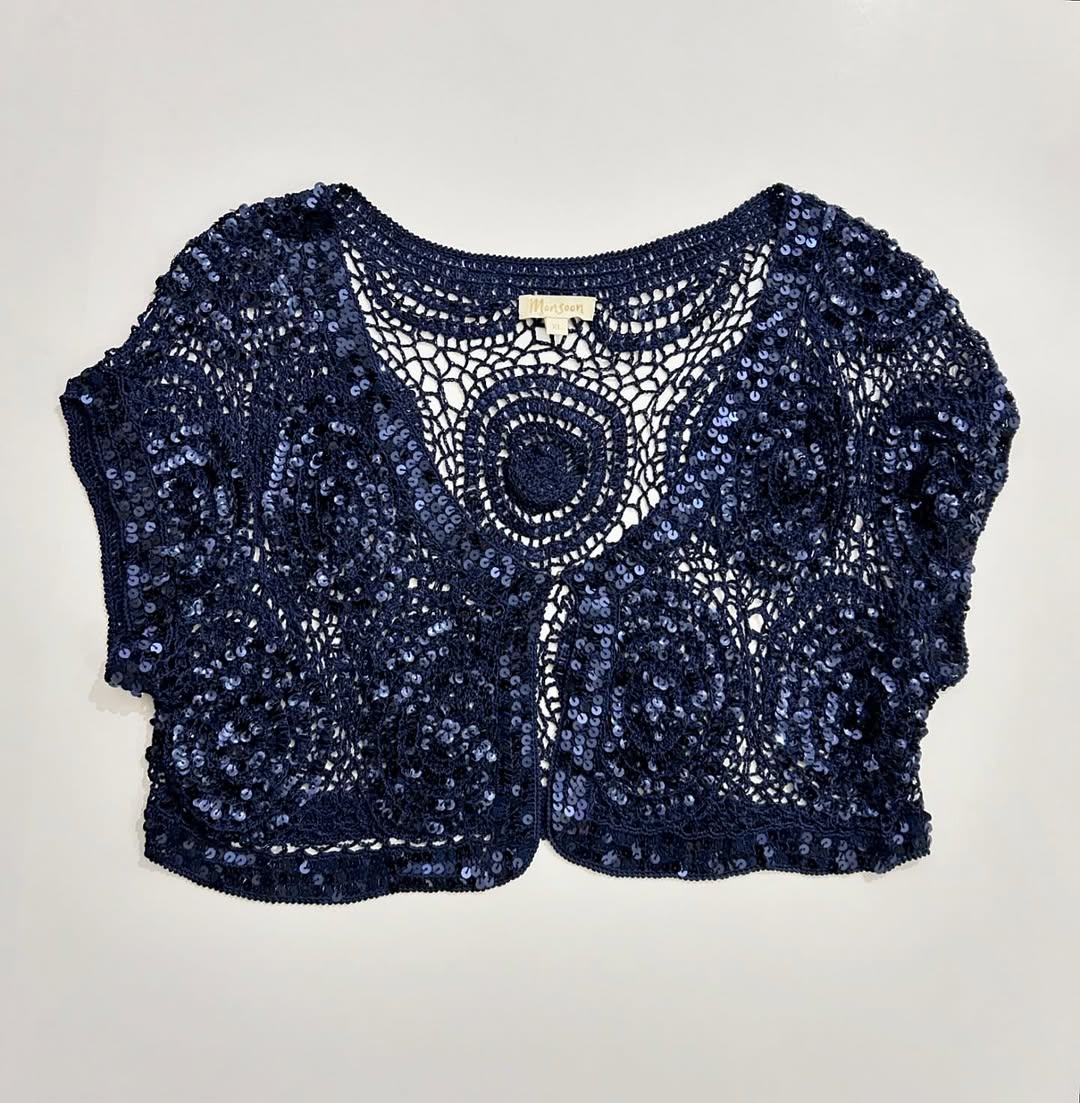 Blue Embellished Shrug