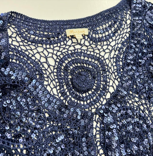 Blue Embellished Shrug