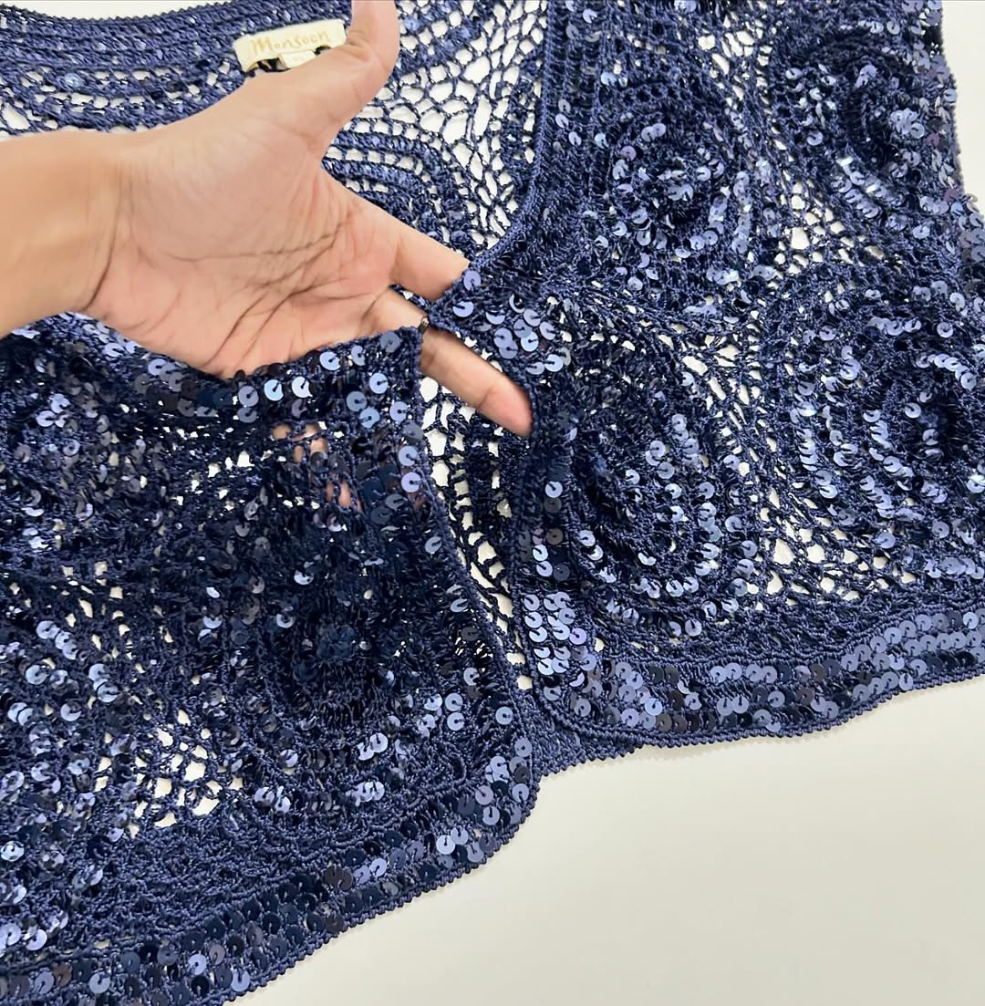 Blue Embellished Shrug